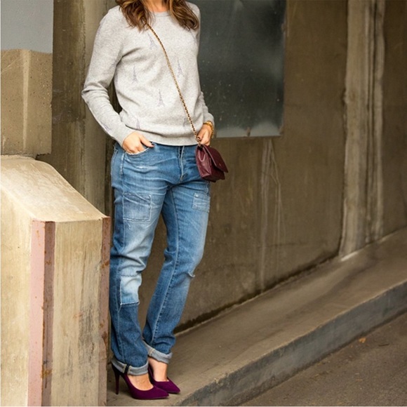 Goldsign Stevie Denim Patchwork high rise straight leg jeans - Picture 2 of 15